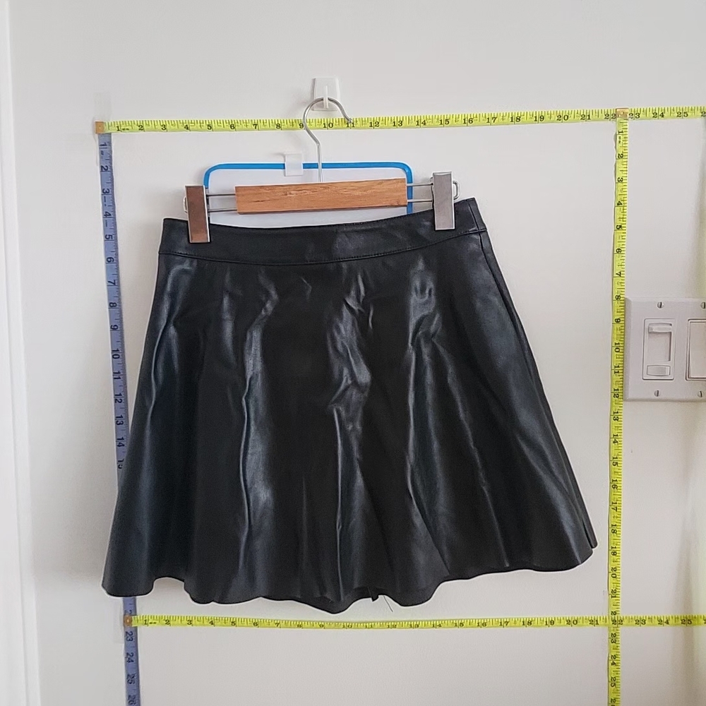 Divided Black Faux Leather Zipper Skirt